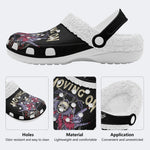 Skull Gothic Print - Fur Lined Slippers/Sandals