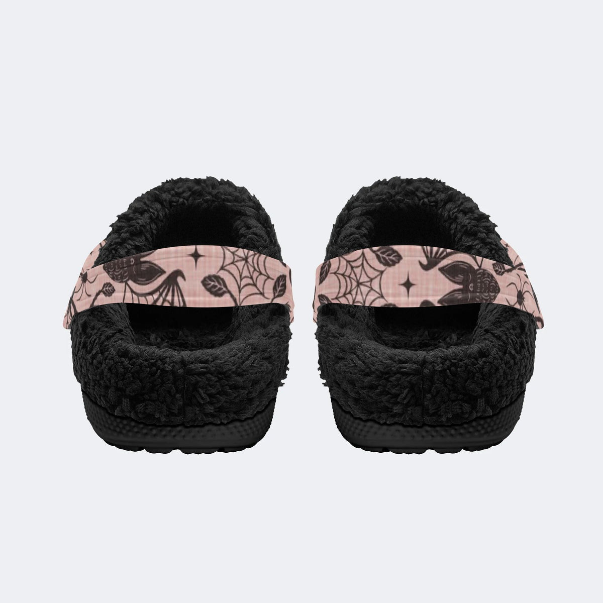 Gothic Pink Bat Web‑Fur Lined Slippers Sandals