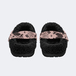Gothic Pink Bat Web‑Fur Lined Slippers Sandals