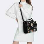Starry Sky Floral Mushroom Print - Leather Satchel Bag