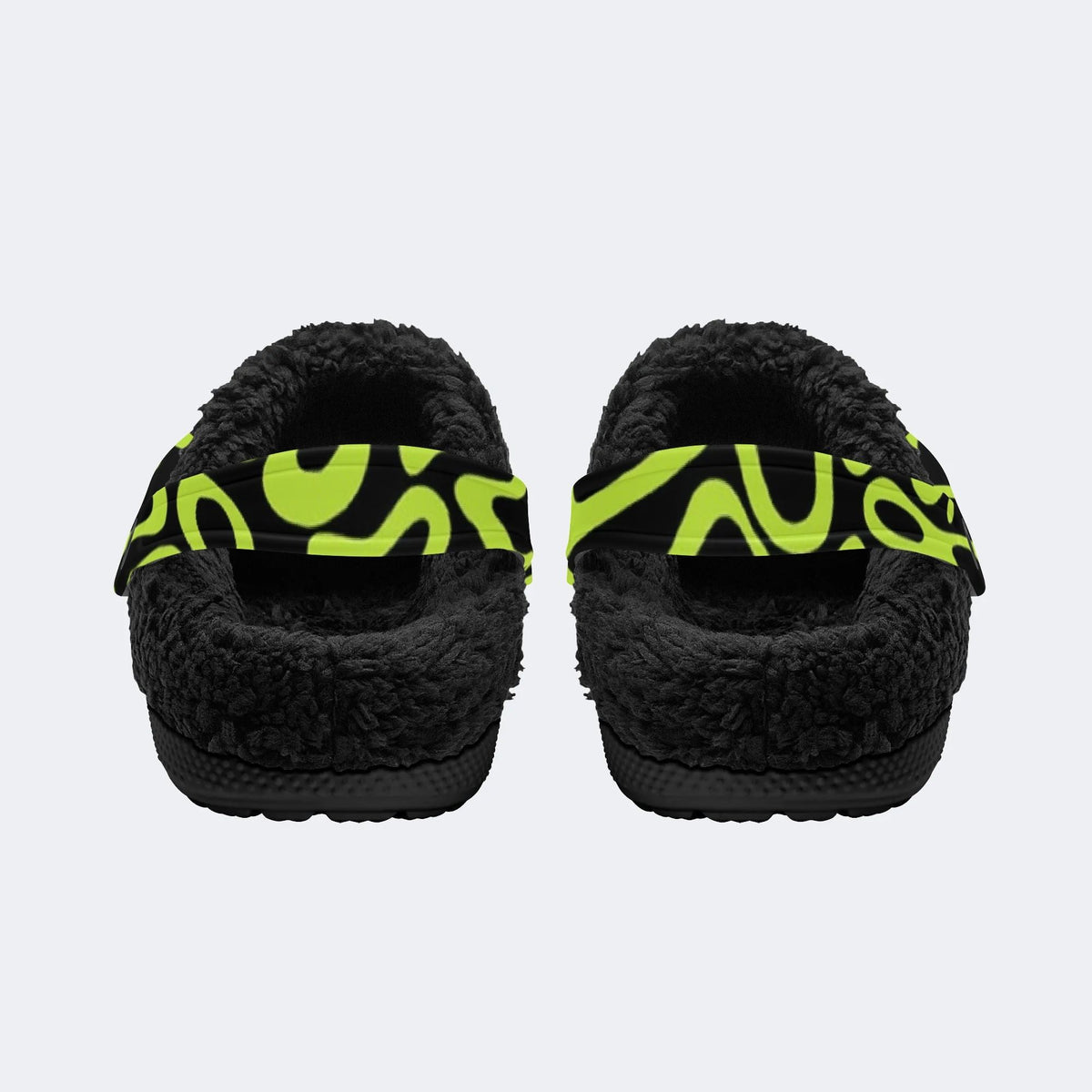Abstract Lime Swirl Art - Fur Lined Slippers/Sandals