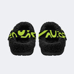 Abstract Lime Swirl Art - Fur Lined Slippers/Sandals