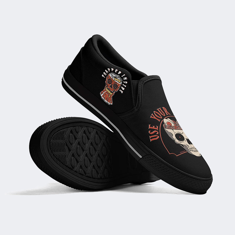 Unisex Use Your Noodle Printed - Slip On Shoes