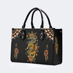 Vintage Snake And Tiger Print - Leather Handbag