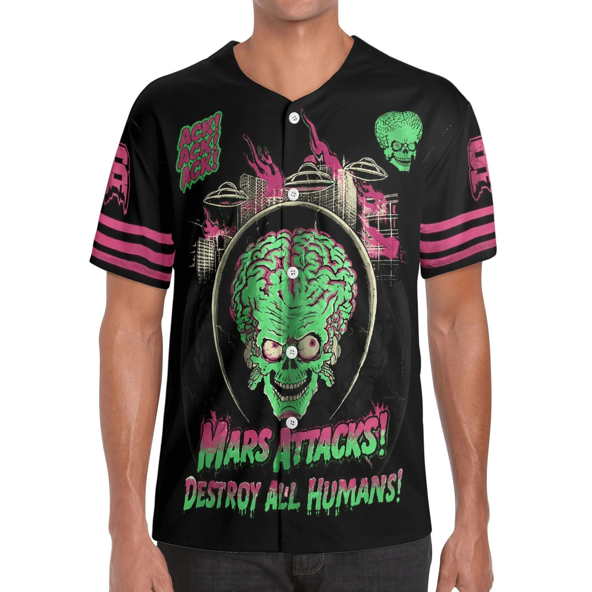 Mars Alien Invader - Men's Short Sleeve Baseball Jersey