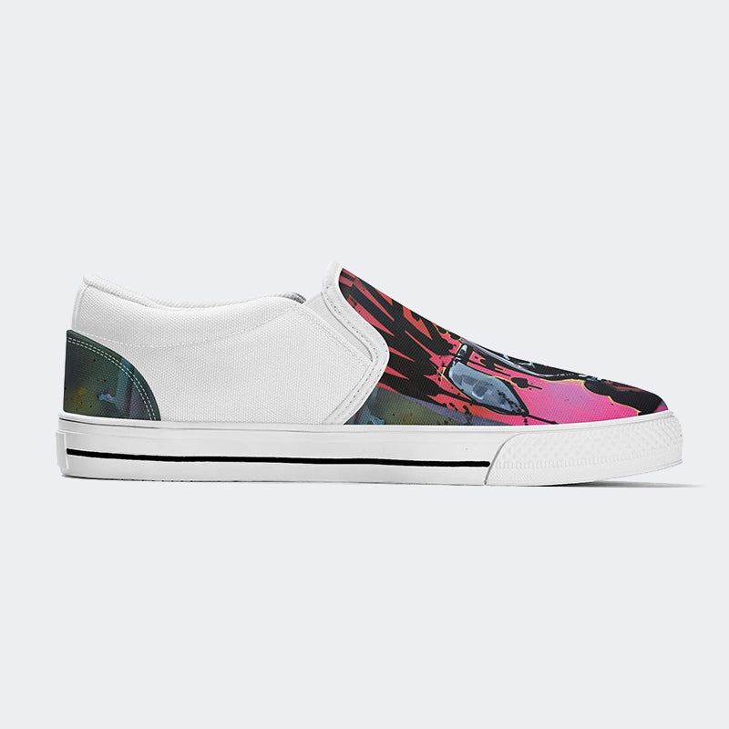 Unisex Punk Rabbit Skull Print - Slip On Shoes