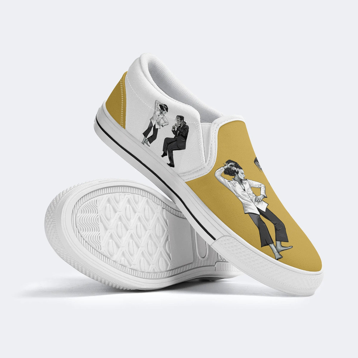 Pulp Frankenstein Halloween Print - Slip On Shoes