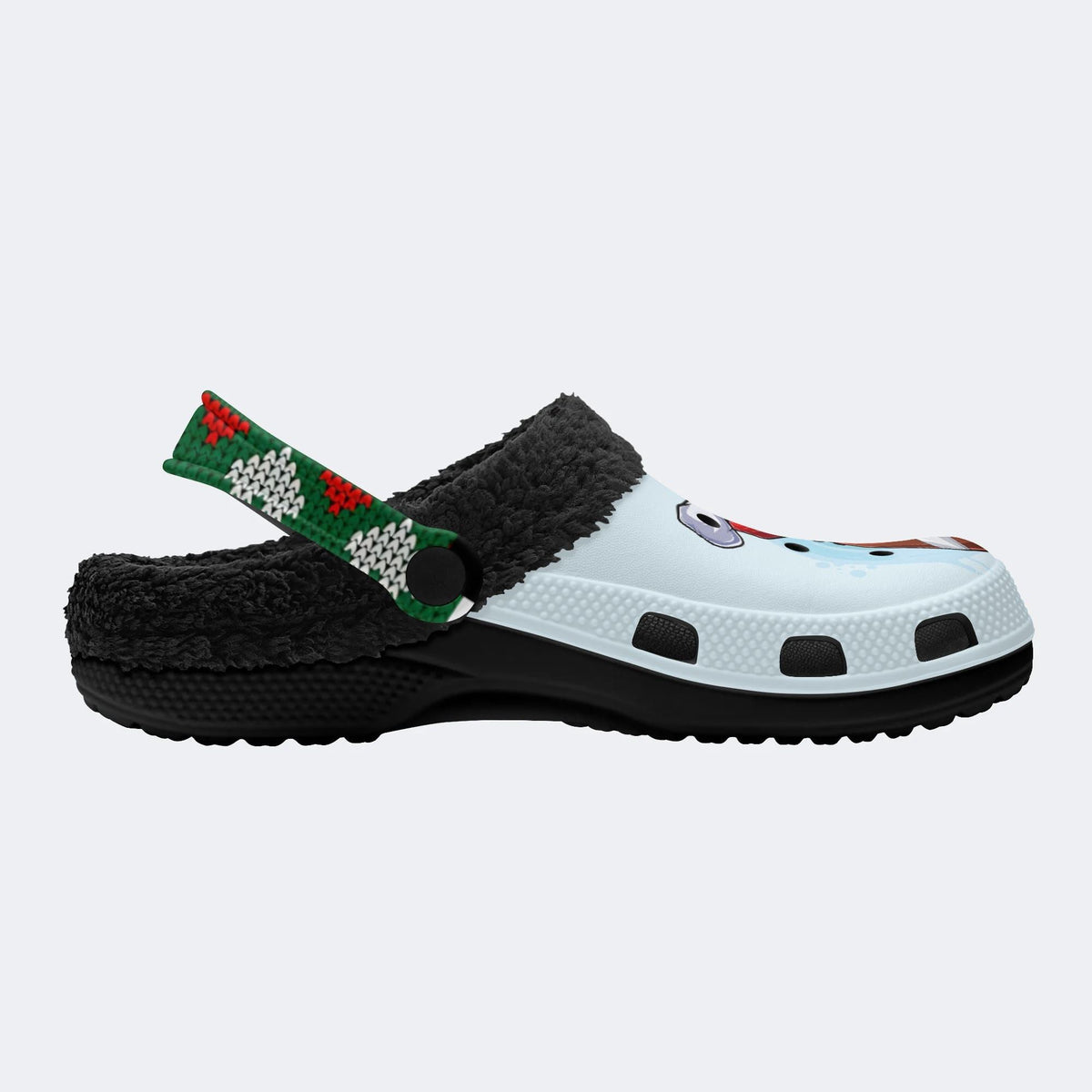 Santa Hat Football Print - Fur Lined Slippers/Sandals