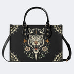 Vintage Tiger Art Print - Leather Handbag