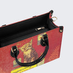 Retro Smoking Cat - Leather Handbag