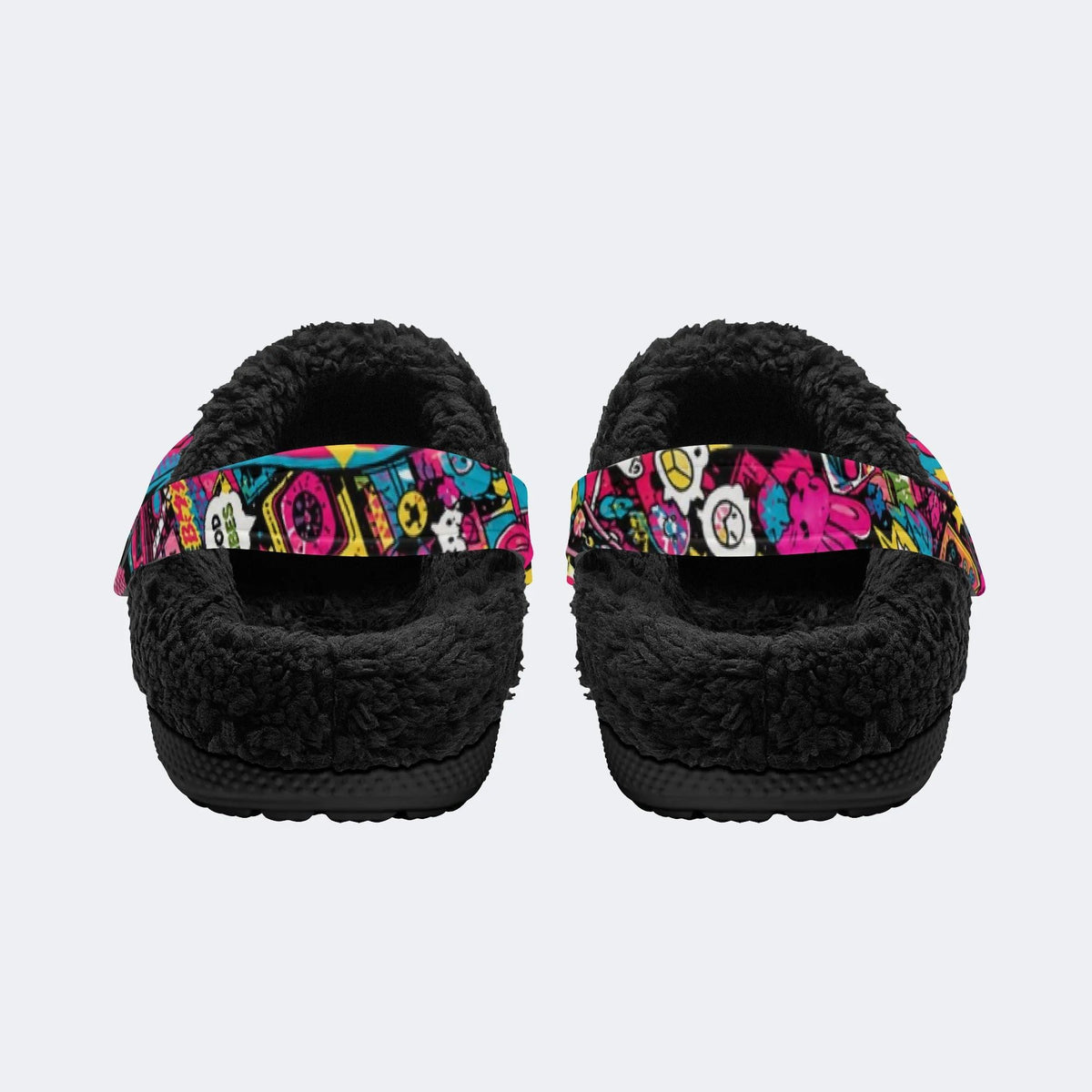 Colorful Pop Cartoon - Fur Lined Slippers/Sandals