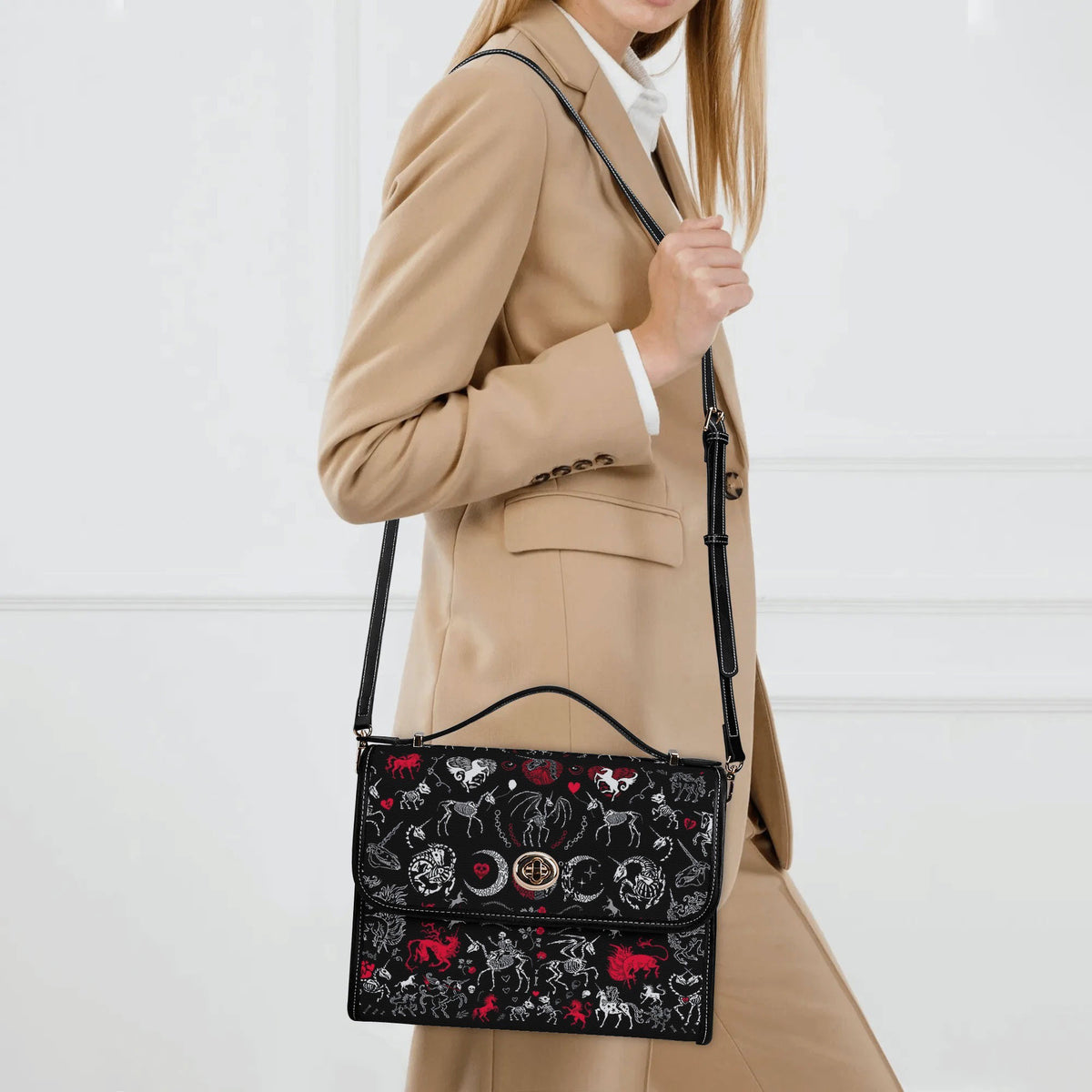Fantastic Beasts Print - Leather Satchel Bag