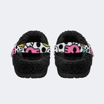 Pop Art Skull Pattern - Fur Lined Slippers/Sandals