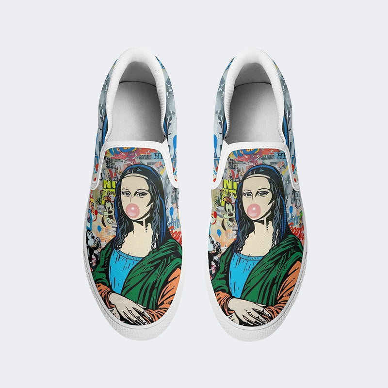 Mona Lisa Graffiti Art Print - Slip On Shoes