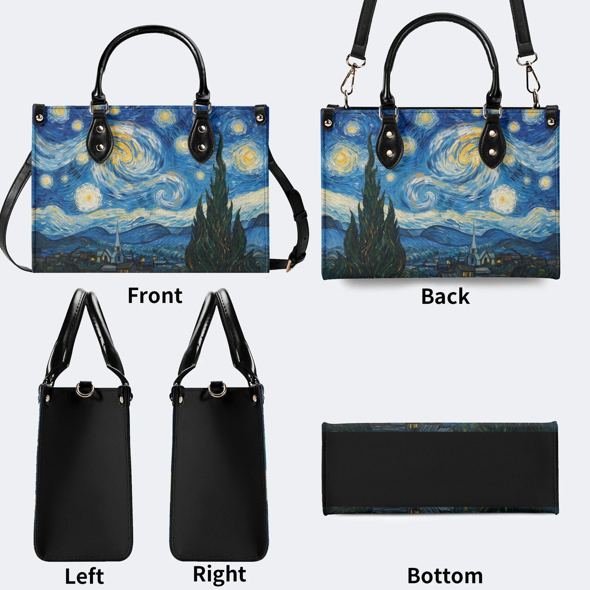 Starry Night Cypress Tree Print Handbag Factory Direct Sales