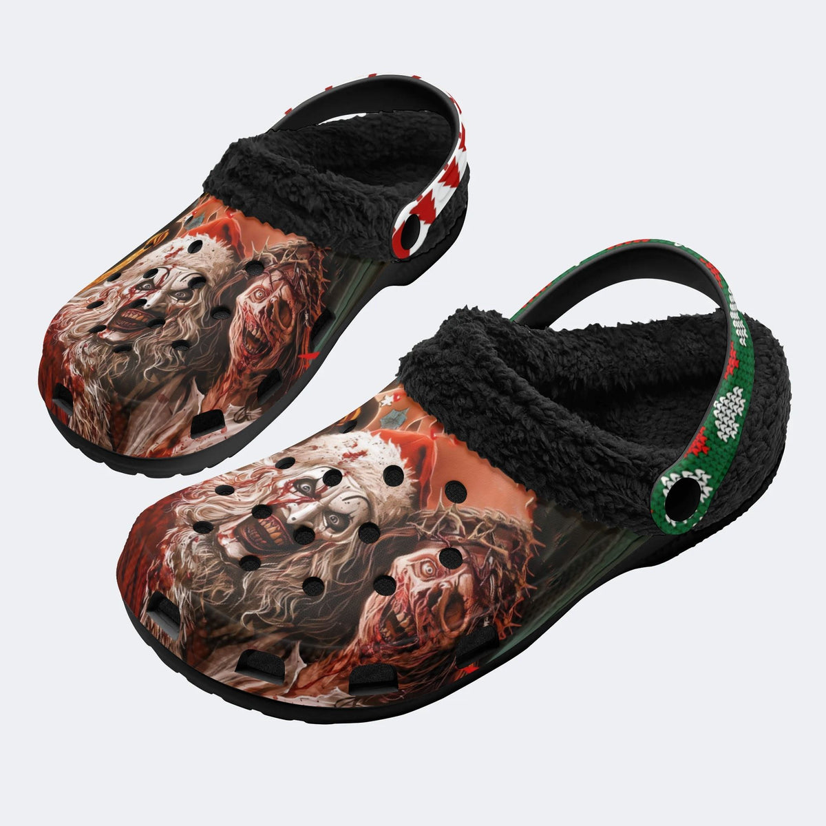 Christmas Ghostface Print - Fur Lined Slippers/Sandals