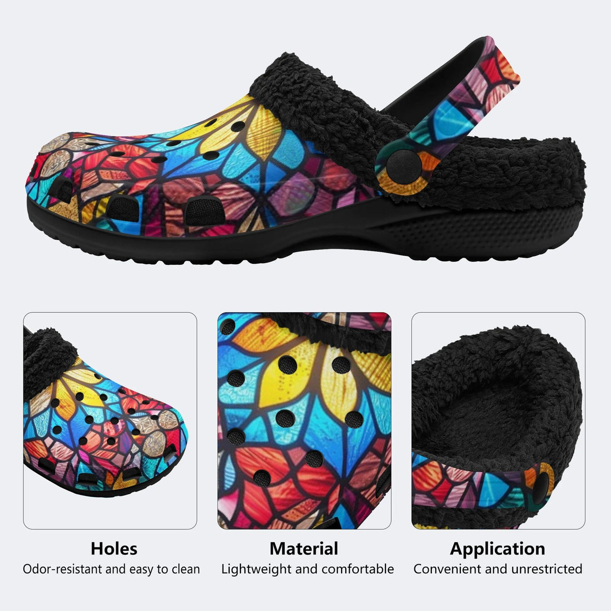 Stained Glass Flower - Fur Lined Slippers/Sandals