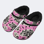 Pink Moth Skull - Fur Lined Slippers/Sandals