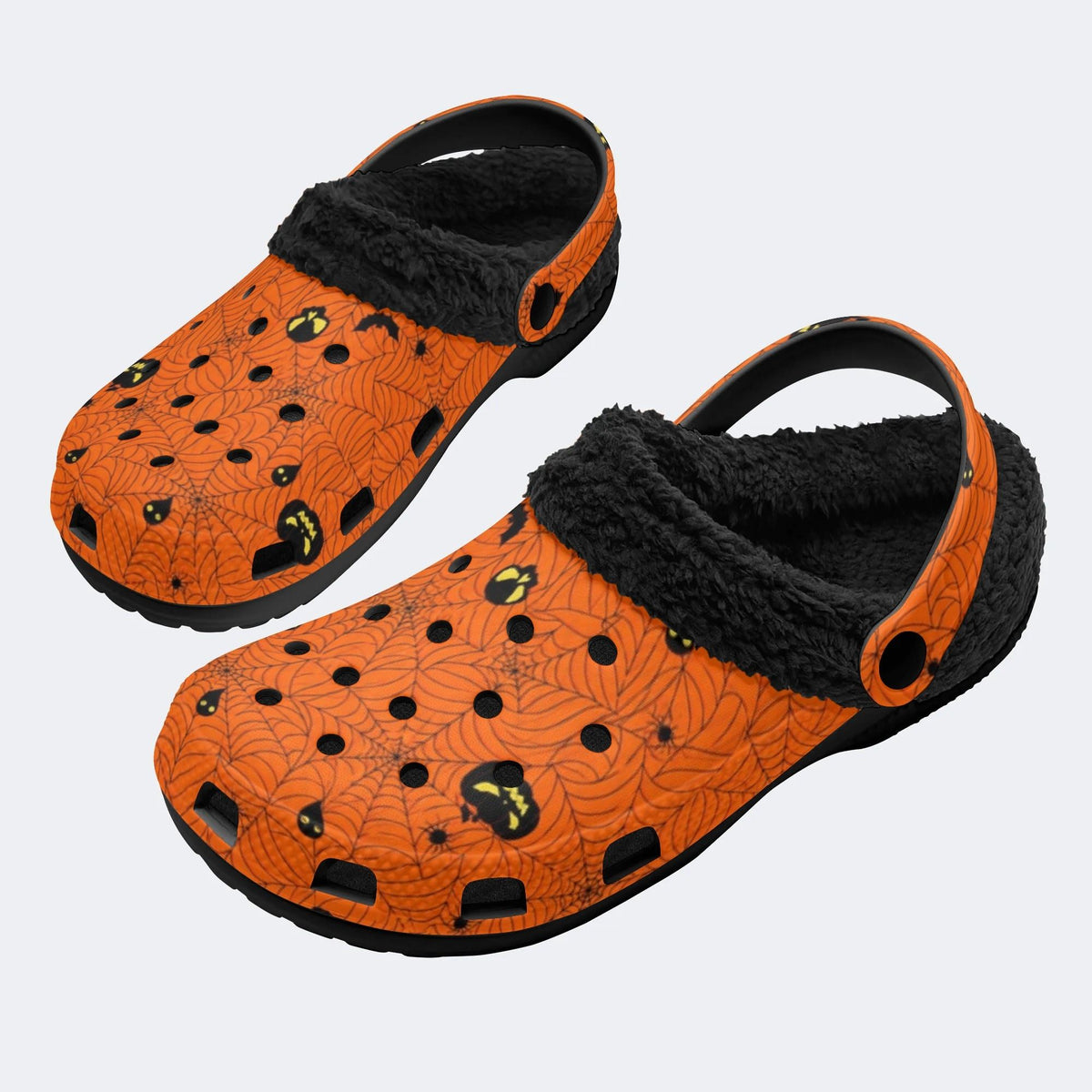 Pumpkin Spider Web - Fur Lined Slippers/Sandals
