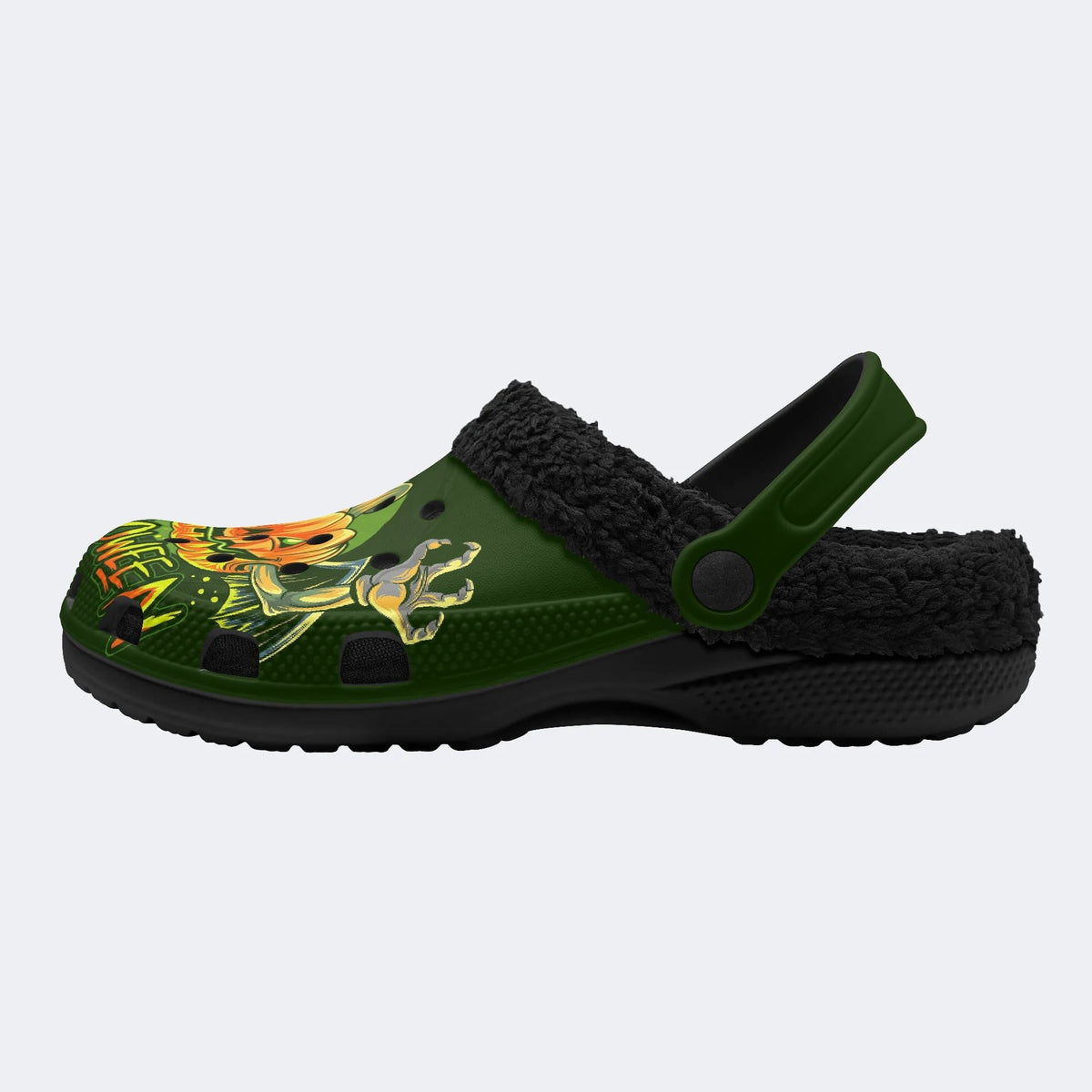 Evil Pumpkin Skeleton - Fur Lined Slippers/Sandals