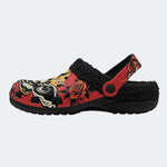 Old School Moth Rose - Fur Lined Slippers/Sandals
