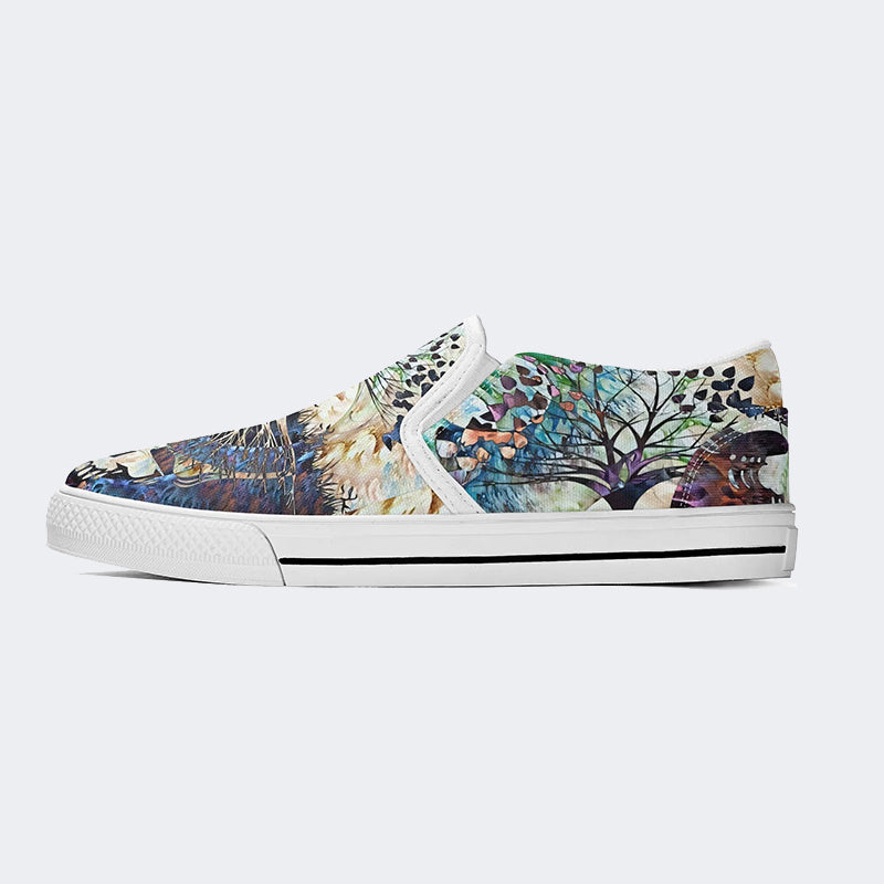 Unisex Skull Tree Graphic Print - Slip On Shoes