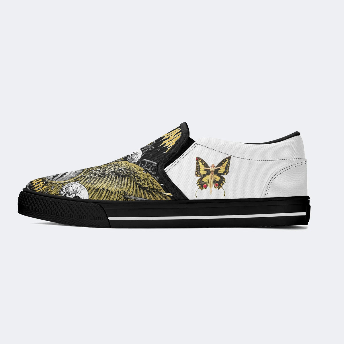 Unisex Wing&Skull&Cross Print - Slip On Shoes