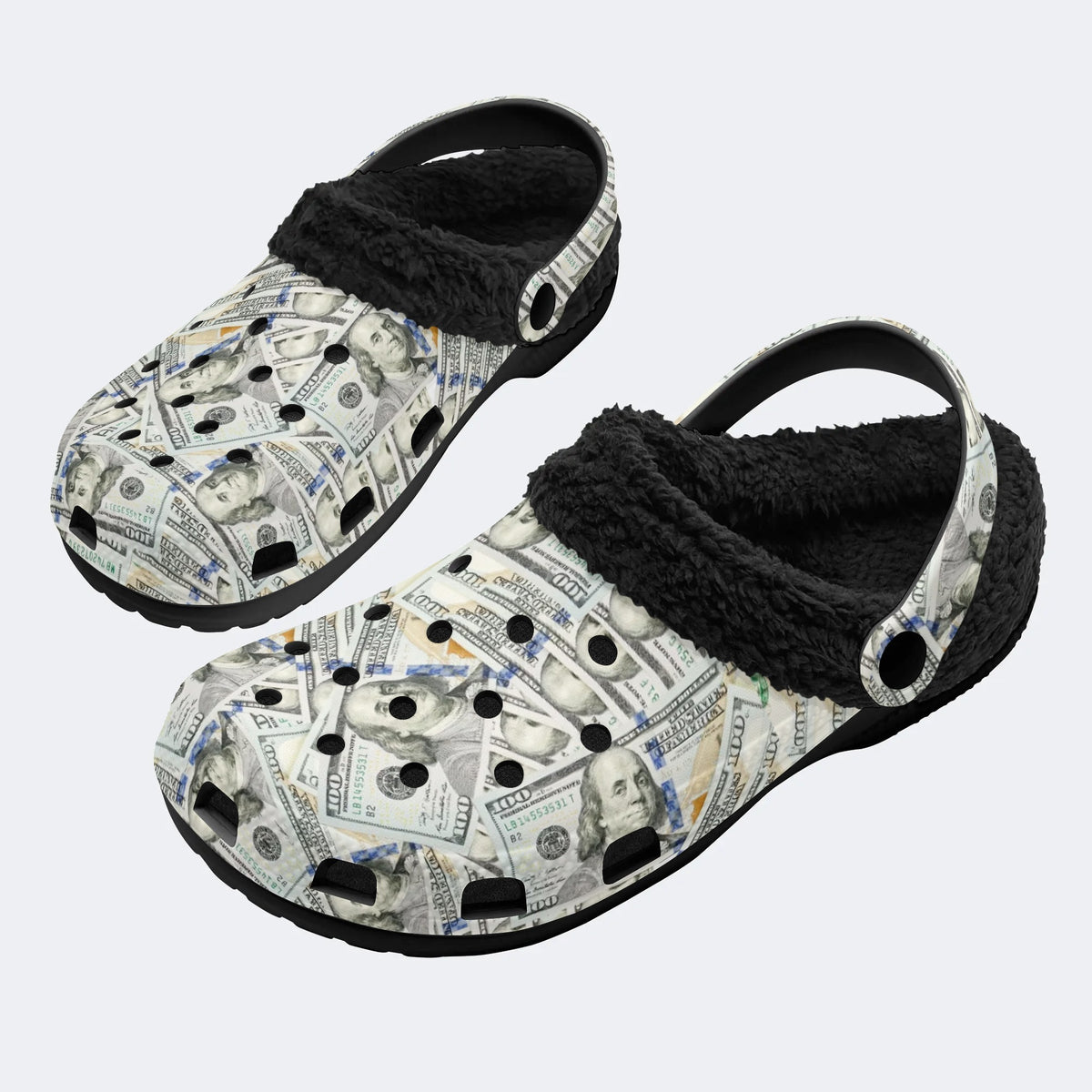 Unisex Papers Print - Fur Lined Slippers/Sandals