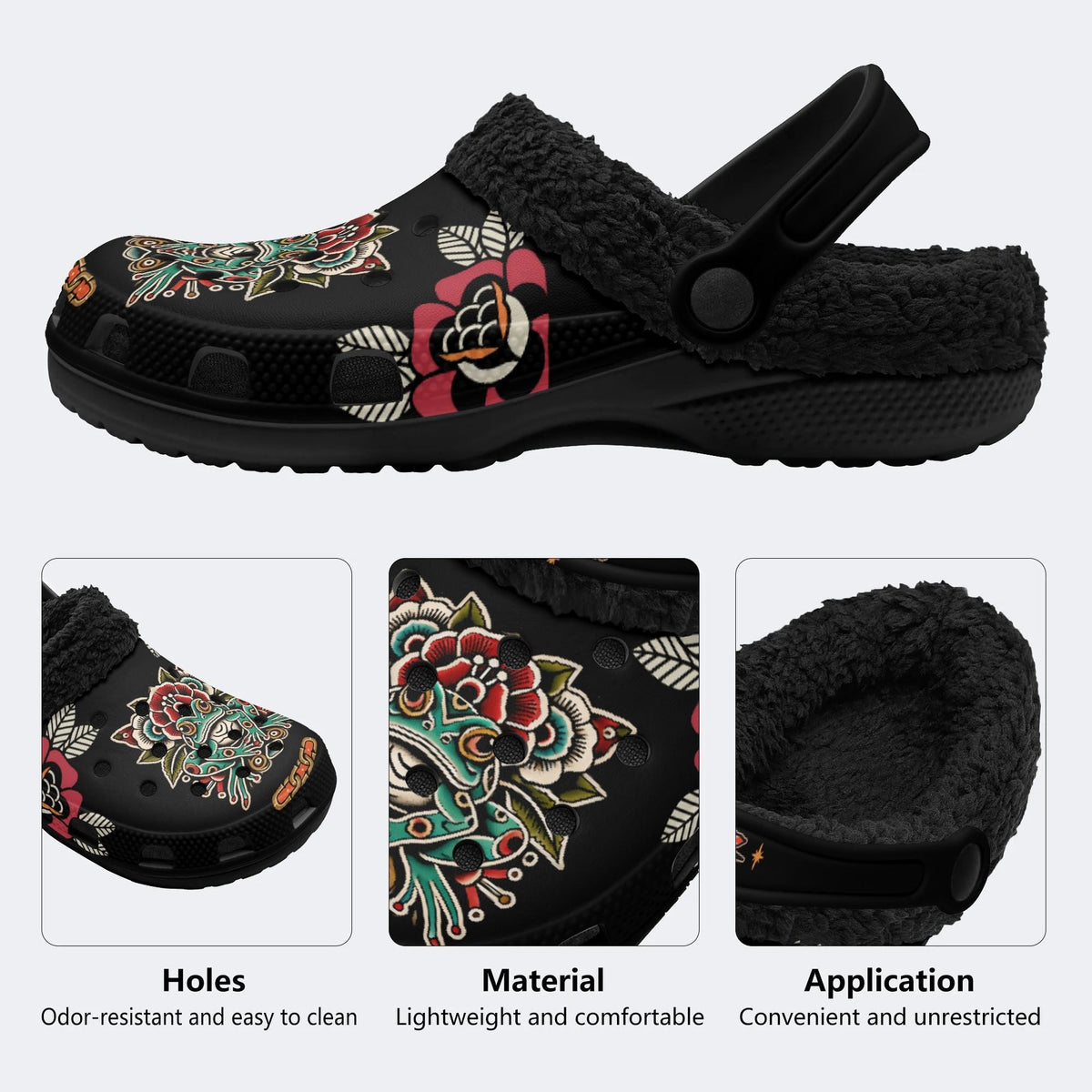 Traditional Frog Print - Fur Lined Slippers/Sandals