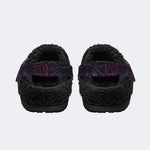 Gothic Winged Skull Dark Rose Spider Web - Fur Lined Slippers/Sandals