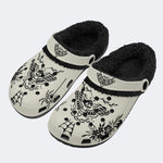 Classic Death Moth Print - Fur Lined Slippers/Sandals