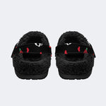 Dark Rose Skull Hearts - Fur Lined Slippers/Sandals