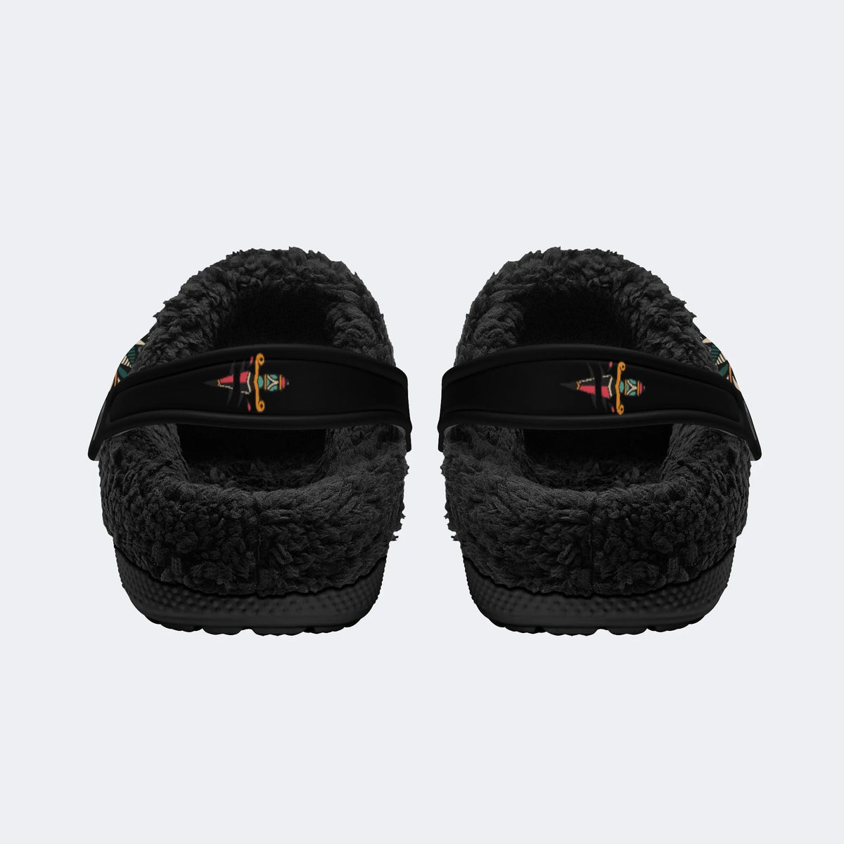 Skull Wolf Print - Fur Lined Slippers/Sandals