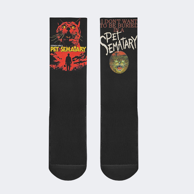 Unisex Retro PET SEMATARY Print - Crew Socks