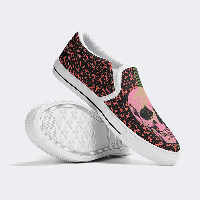 Unisex Skull Print - Slip On Shoes