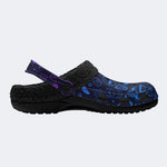 Playful Blue Icon Print - Fur Lined Slippers/Sandals