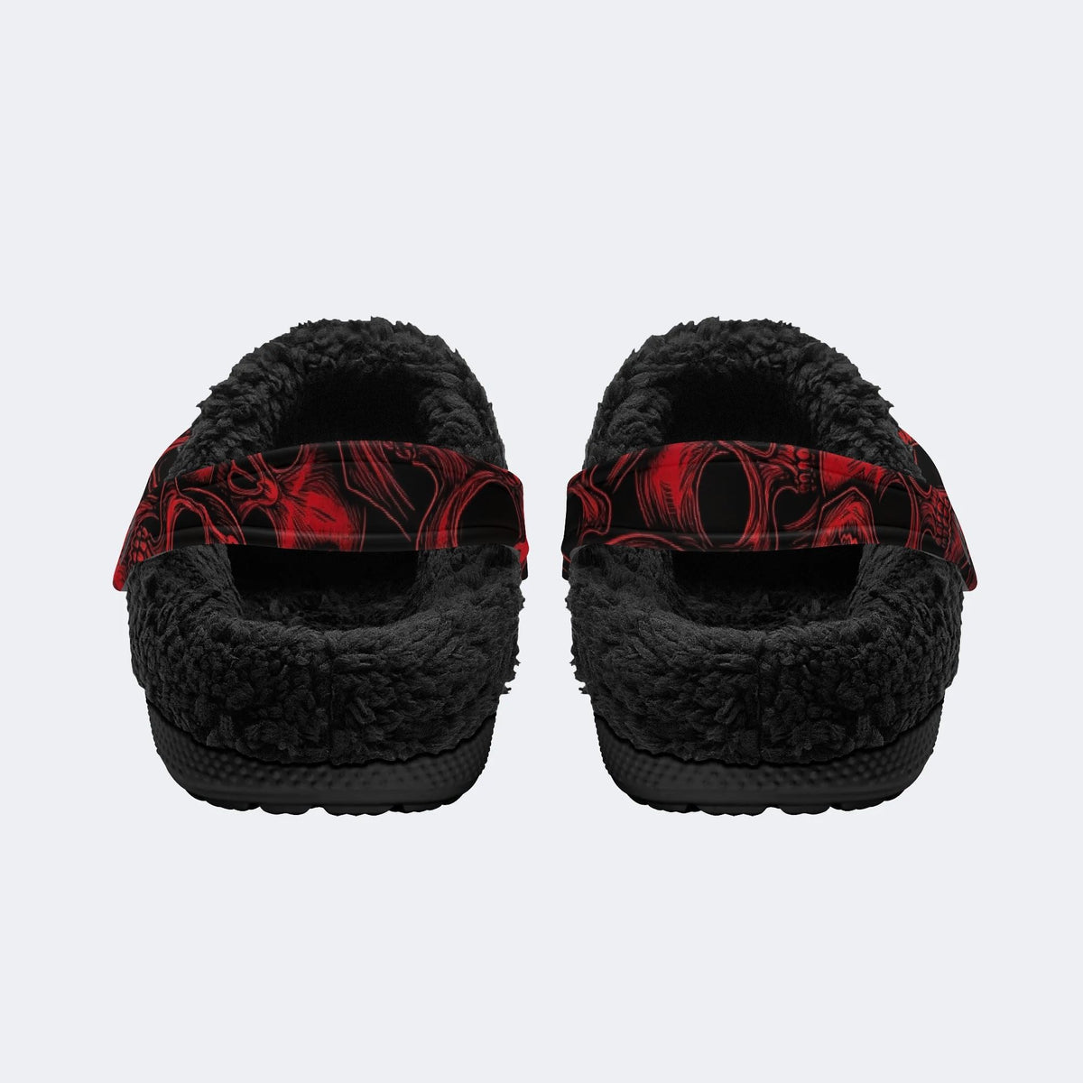 Gothic Red Skull Pack - Fur Lined Slippers/Sandals