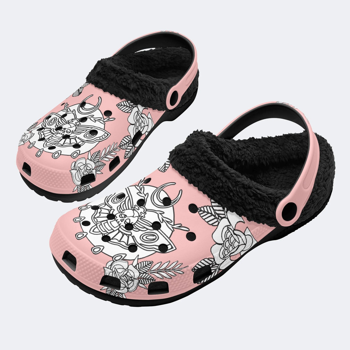 Death Moth Funny Print - Colorable Fur Lined Slippers/Sandals