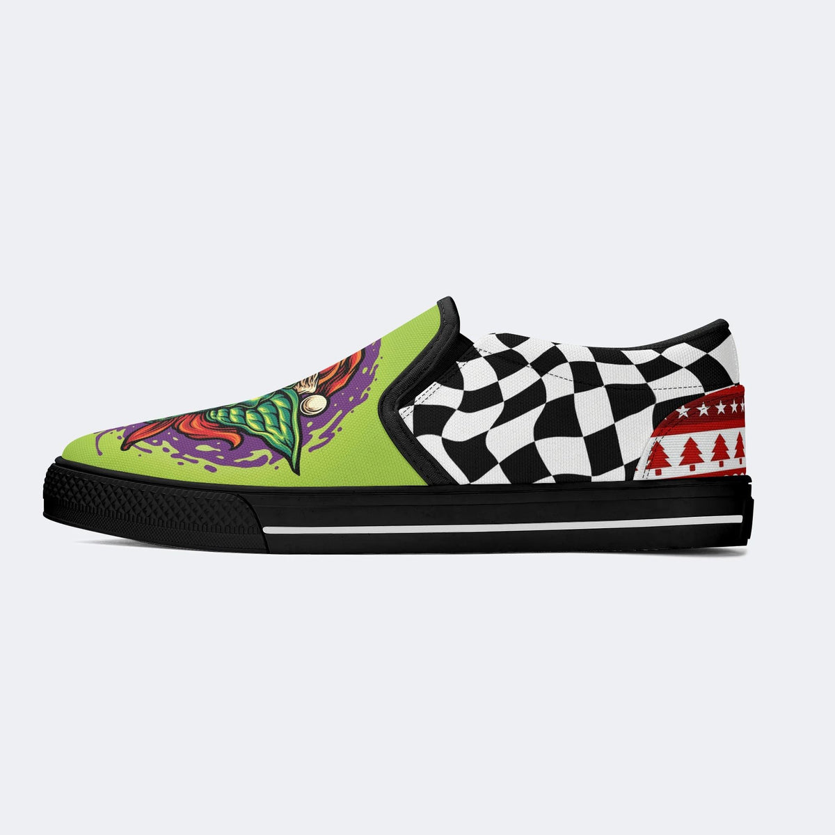 Scary Goblin Christmas Hat Print - Slip On Shoes