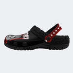 Horror Movie Graphic Print - Fur Lined Slippers/Sandals