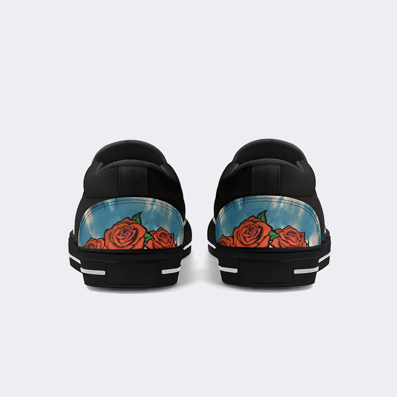 Unisex Tie Dye Skull Graphic Print - Slip On Shoes