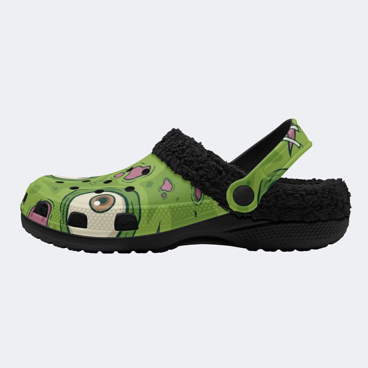 Cartoon Zombie Face - Fur Lined Slippers/Sandals