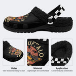 Unisex Death Moth Print - Fur Lined Slippers