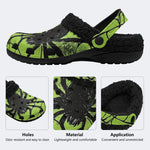 Neon Green Spider - Fur Lined Slippers/Sandals