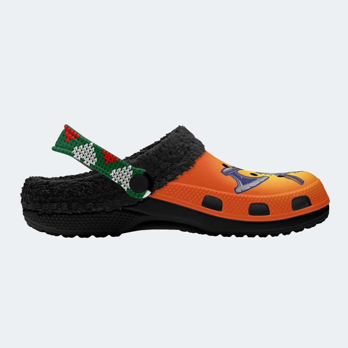 Axe Zombie Santa Print - Fur Lined Slippers/Sandals