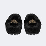 Horror Death Moth Print - Fur Lined Slippers/Sandals