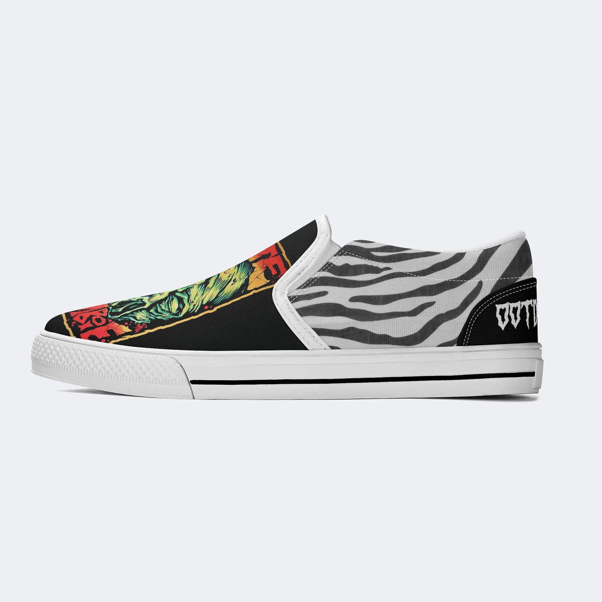 Unisex Retro Rock Print - Slip On Shoes