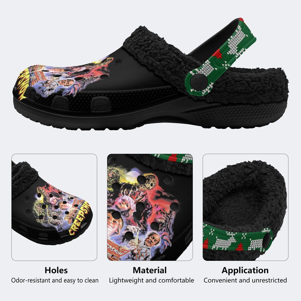 Unisex Horror Movies Print - Fur Lined Slippers/Sandals