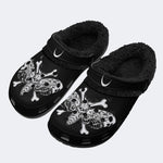 Gothic Death Moth Crossbones Moon - Fur Lined Slippers/Sandals