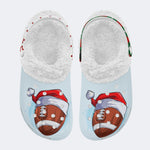 Santa Hat Football Print - Fur Lined Slippers/Sandals